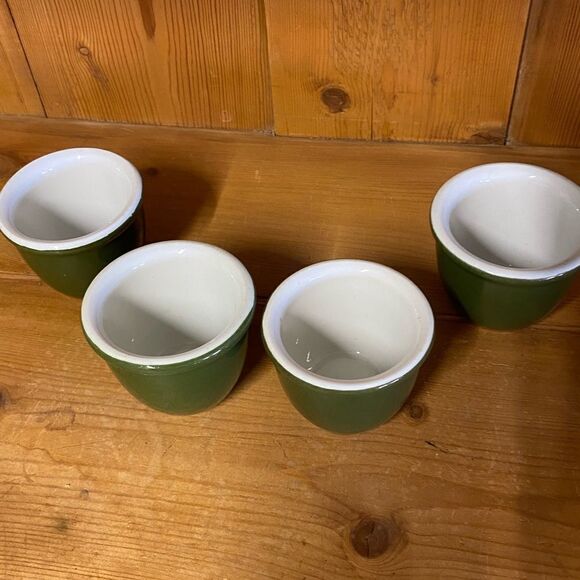 Vintage HALL Ramekin Set of 4 -1 -351 1/2 - 3- 352 Green Custard Dishes Cups USA - Picture 15 of 16